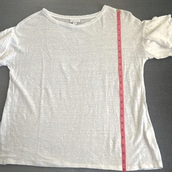 J. Jill Womens 100% Linen White Flutter Sleeve Top Blouse Tee Size M Scoop Neck - Picture 5 of 7